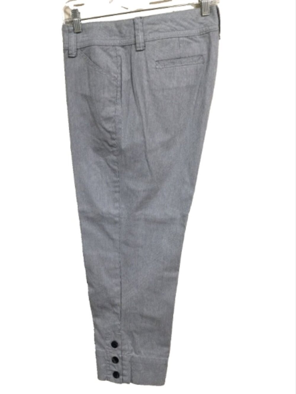 Charter Club women size 12 Crop Pants Classic Fit Gray White Striped Pockets
